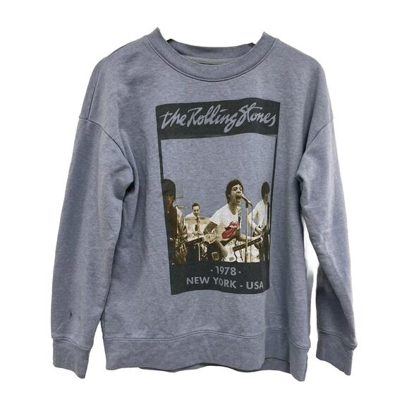 Rolling Tops - Rolling Stones crew neck sweatshirt Lond Sleeve Print Blue PS pullover A000886